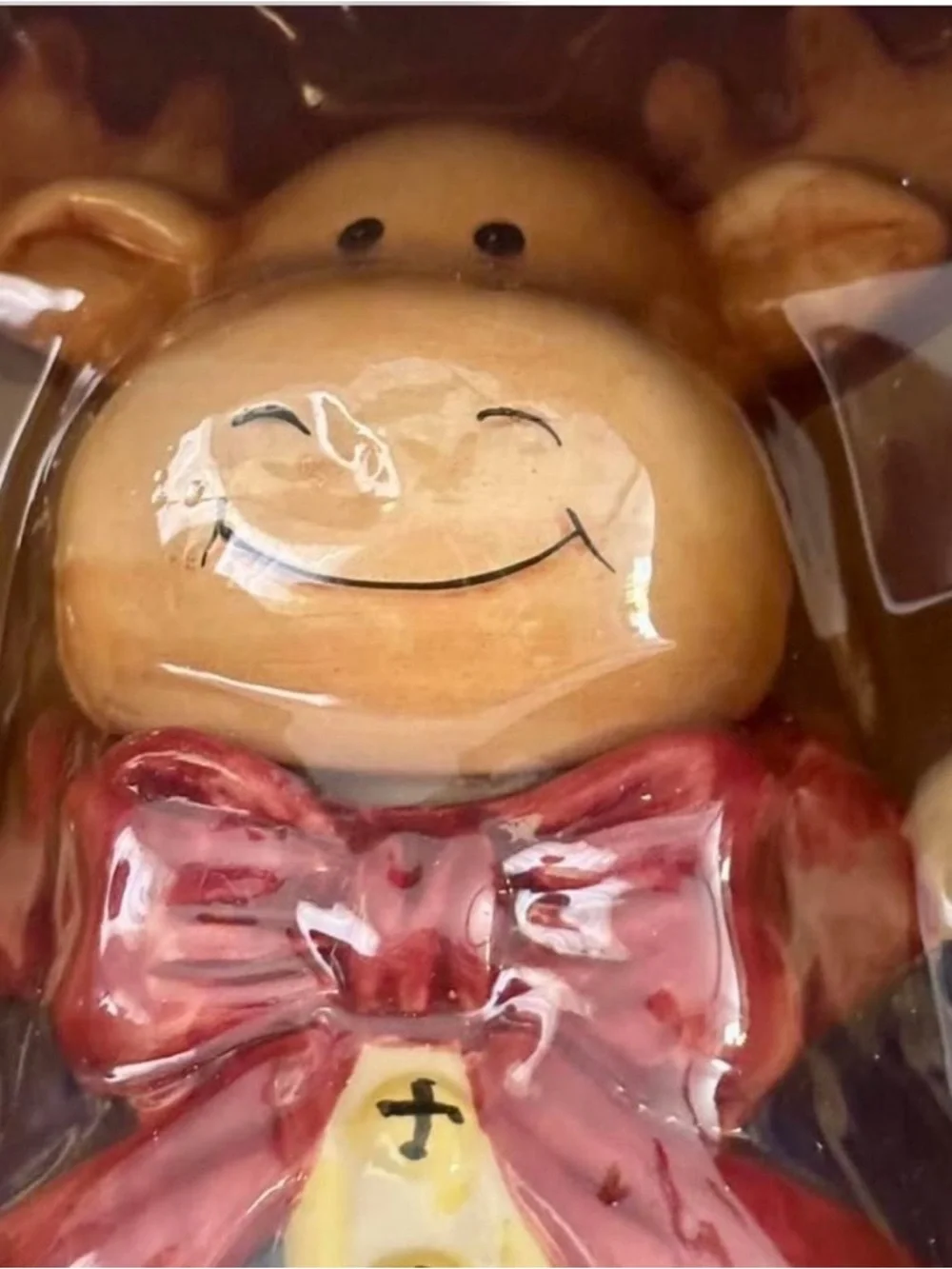 Royal Seasons Hand-Painted Ceramic Reindeer Teapot - Red, Cream, Green - Picture 6 of 6